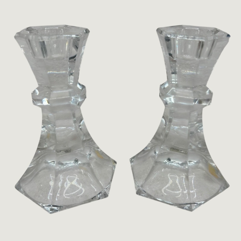Towle‎ Crystal Candlestick Holders Set of 2 Clear Lead Crystal Austria Vintage